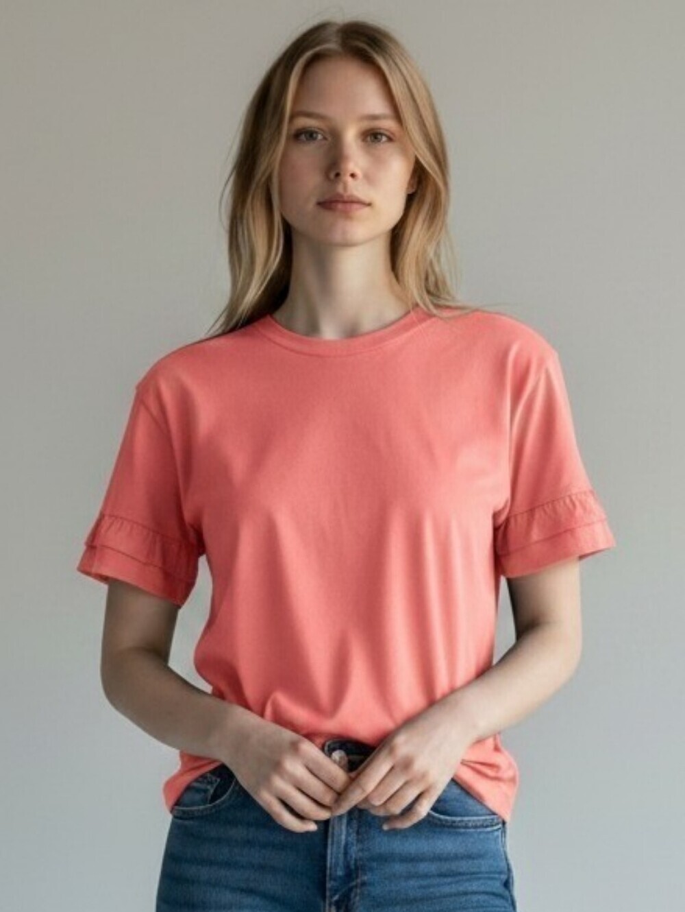 Michael Kors Medium Pink Ruffle Sleeve Casual Top